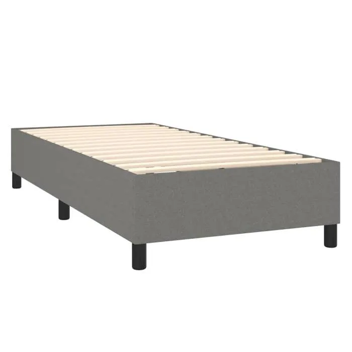 Sommier À Lattes Sur Pieds Cadre De Lit 90x190 Cm Tissu Gris Foncé Tdl0207104
