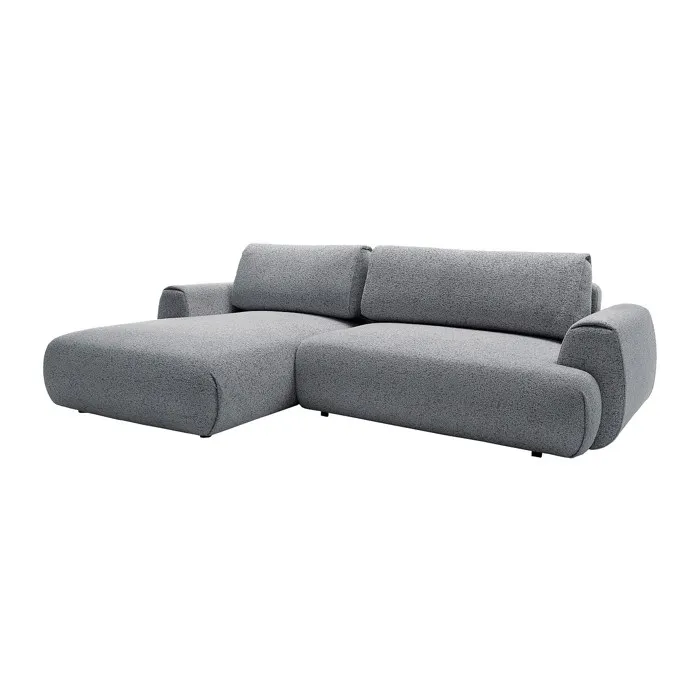 Canapé d'angle gauche convertible en tissu chiné gris MONELIA