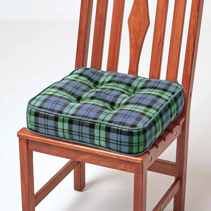 Galette De Chaise Coussin Rehausseur En Coton À Carreaux Écossais Bleu, 40x40x10cm - Homescapes