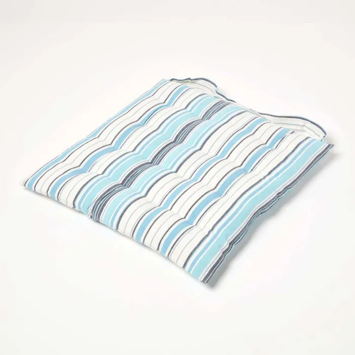 Galette De Chaise Capitonnée Rayures Bleues 40x40cm - Homescapes