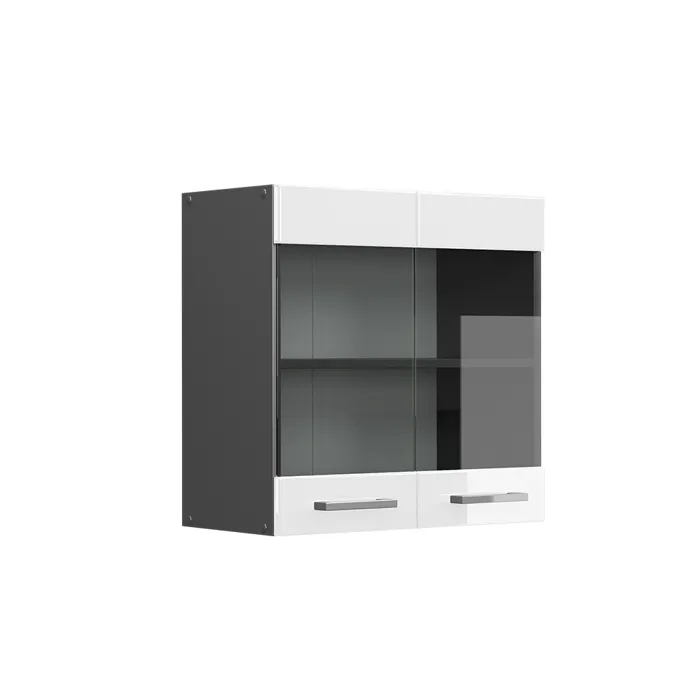 Vicco Meuble de cuisine haut vitré Blanc Haute brillance 60cm
