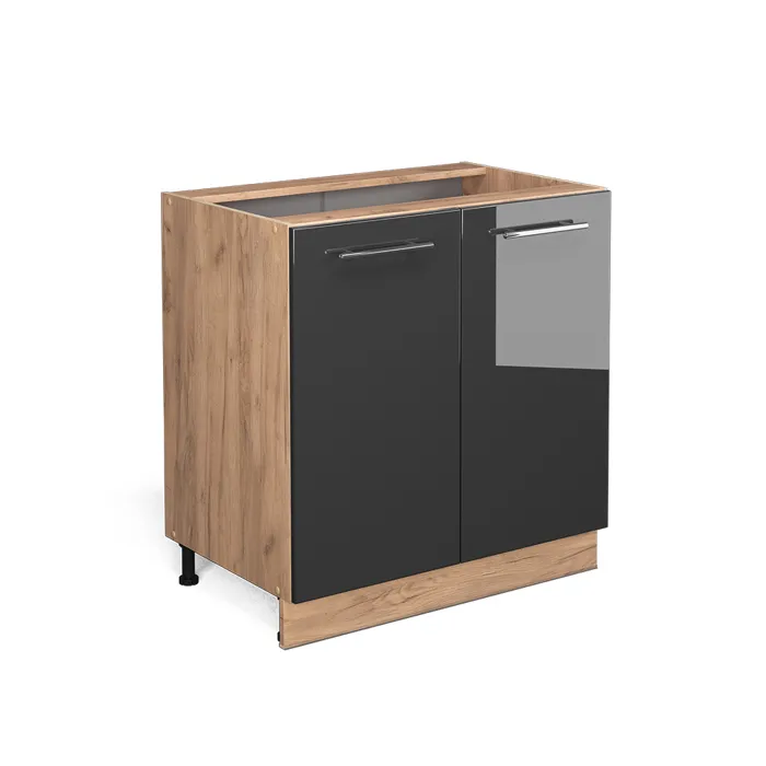 Vicco Meuble bas de cuisine Anthracite Haute brillance 80cm avec étagère, sans PT