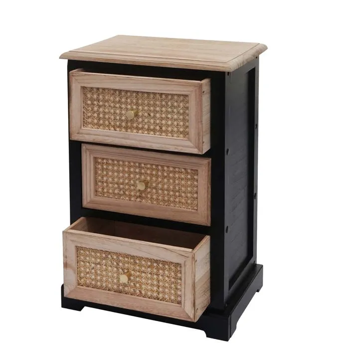 Decoshop26 Commode bois et rotin - Marron