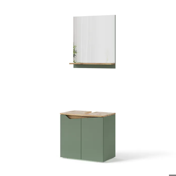 Vicco Ensemble de meubles de salle de bains Vert/Chêne Artisan 2 pièces