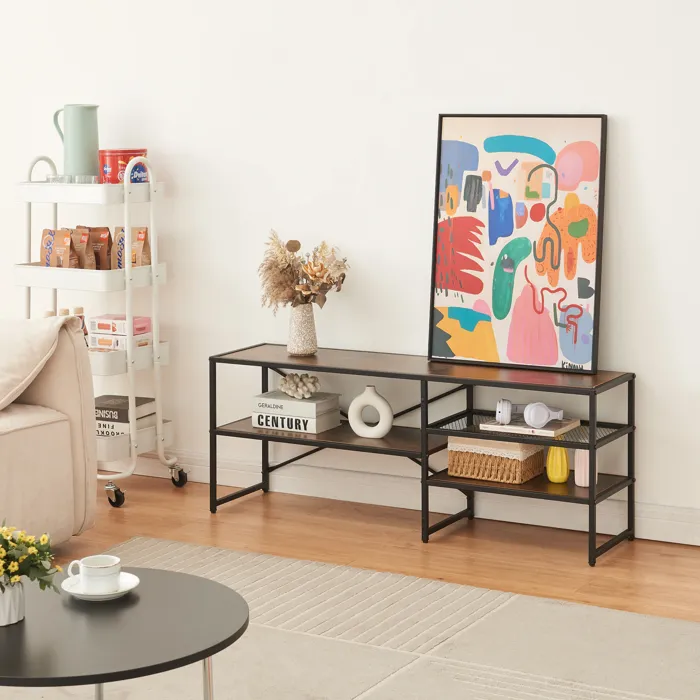 Meuble TV Västiarharg 120 x 30 x 46 cm noir effet noyer en.casa