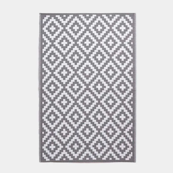 Tapis extérieur terrasse réversible - Tapis de jardin imperméable et résistant UV - Zoe - Gris - 120x180 cm - HOMESCAPES