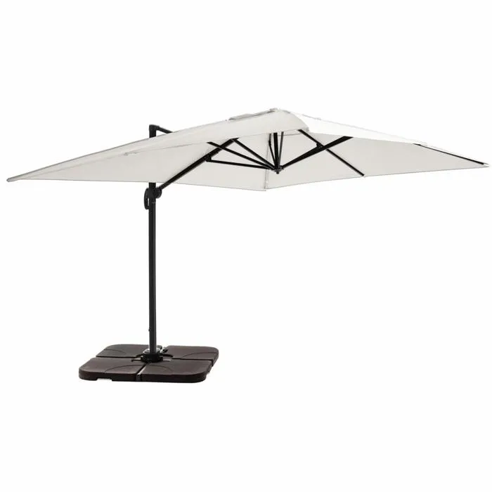 Parasol deporte toile en polyester 400 x 300 Oviala rectangle mat en aluminium dalle