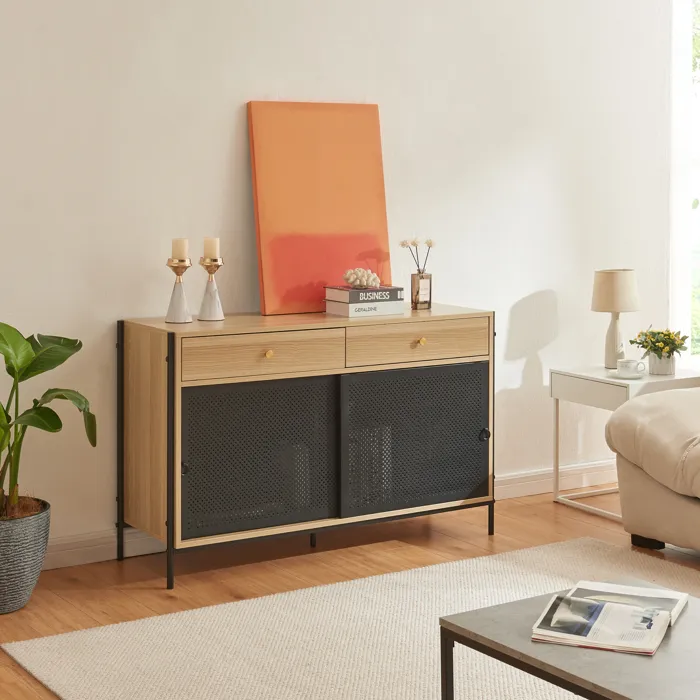 Meuble TV Tysnes 120 x 40 x 75 cm effet chêne noir en.casa