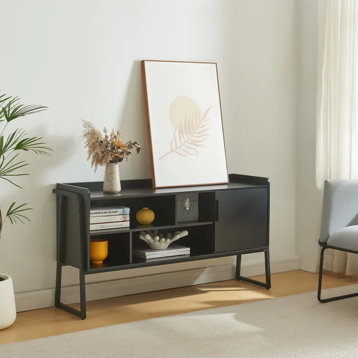 Meuble TV Storfjord 120 x 34 x 63 cm noir en.casa