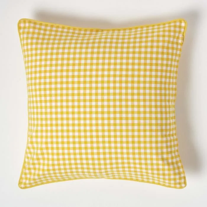 Housse De Coussin Jaune À Carreaux Vichy, 60x60cm - Homescapes