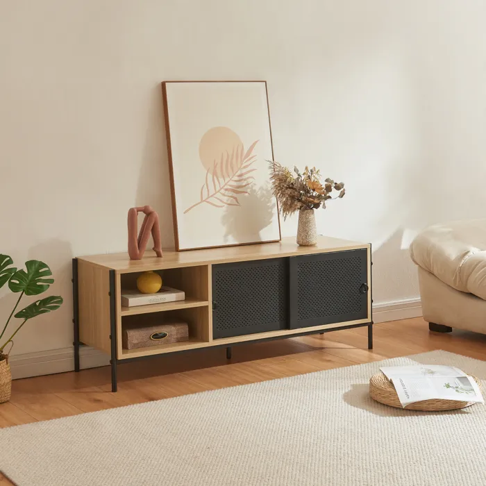 Meuble TV Tysnes 120 x 40 x 45 cm effet chêne noir en.casa