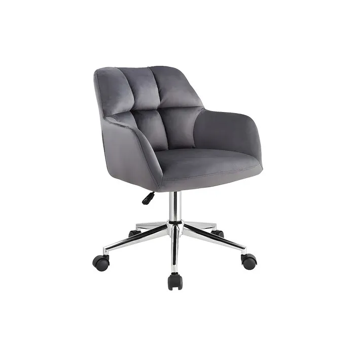 Chaise de bureau - Velours - Gris - Hauteur réglable - PEGA
