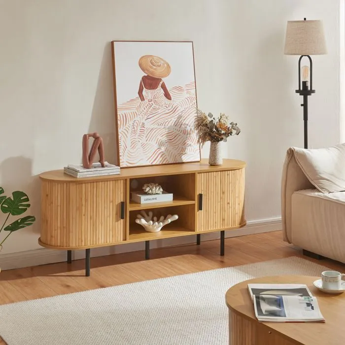 Meuble TV Tvedestrand 140 x 40 x 55 cm naturel en.casa