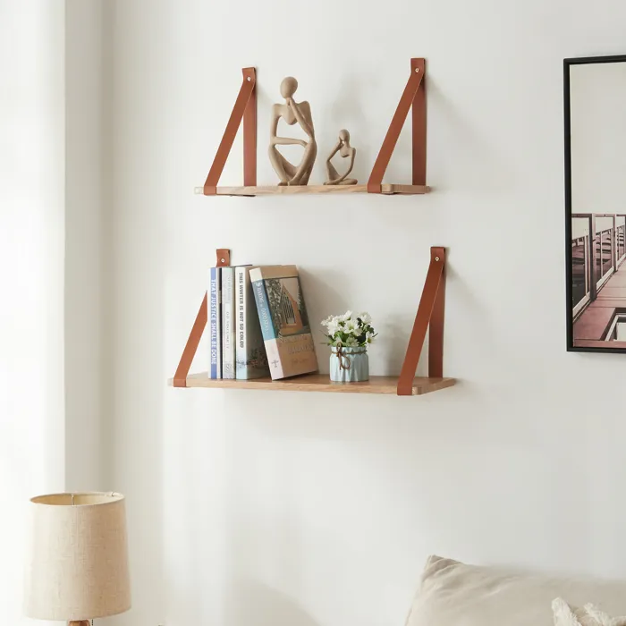 Lot de 2 étagères murales Utsira de tailles différentes marron effet chêne en.casa