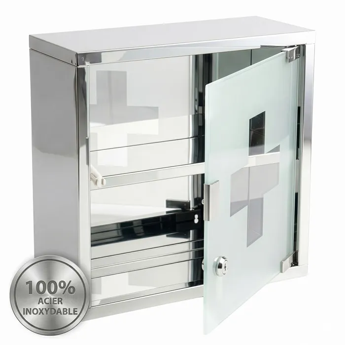 Armoire À Pharmacie Verrouillable Allen En Acier Inoxydable, Argent, 30 X 30 Cm