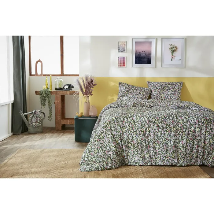 Housse de couette 260 x 240 cm + 2 taies d'oreiller 60 x 60 cm Coton 57 fils Myosotis