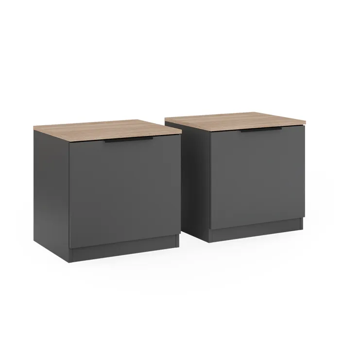 Vicco Table de chevet Anthracite 50x50cm Lot de 2