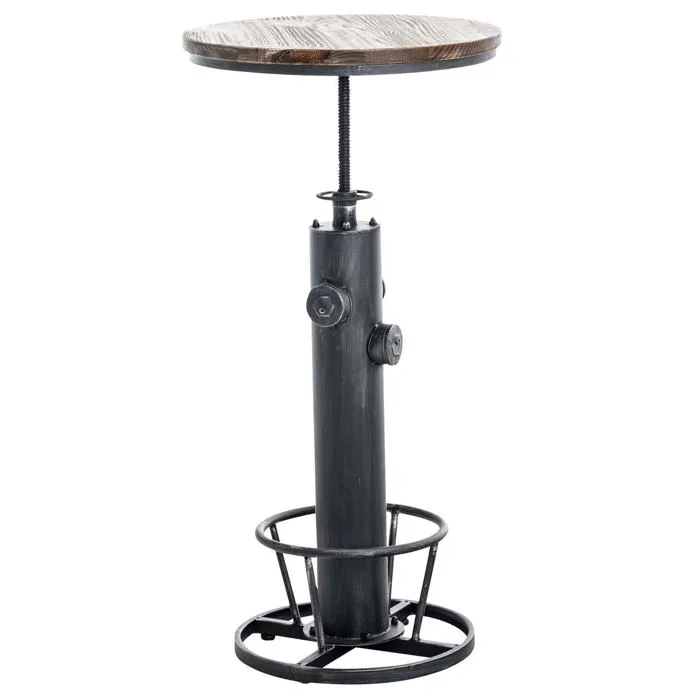 Table Haute Table De Bar Style Industriel Hauteur Réglable 100-123 Cm Repose-pieds Argenté Tab10024
