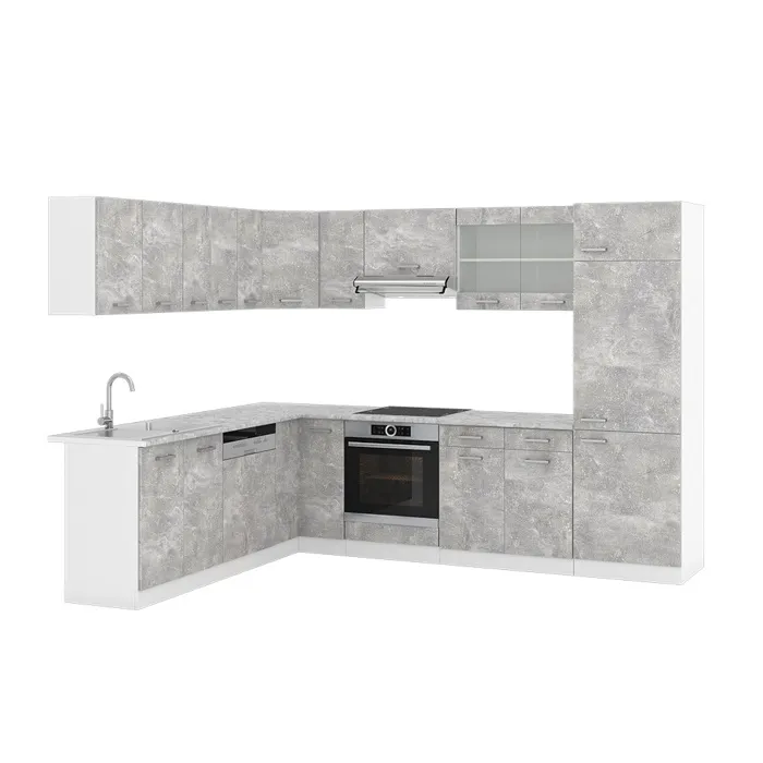 Vicco Cuisine en angle Béton/Blanc 287 x 227 cm sans PT