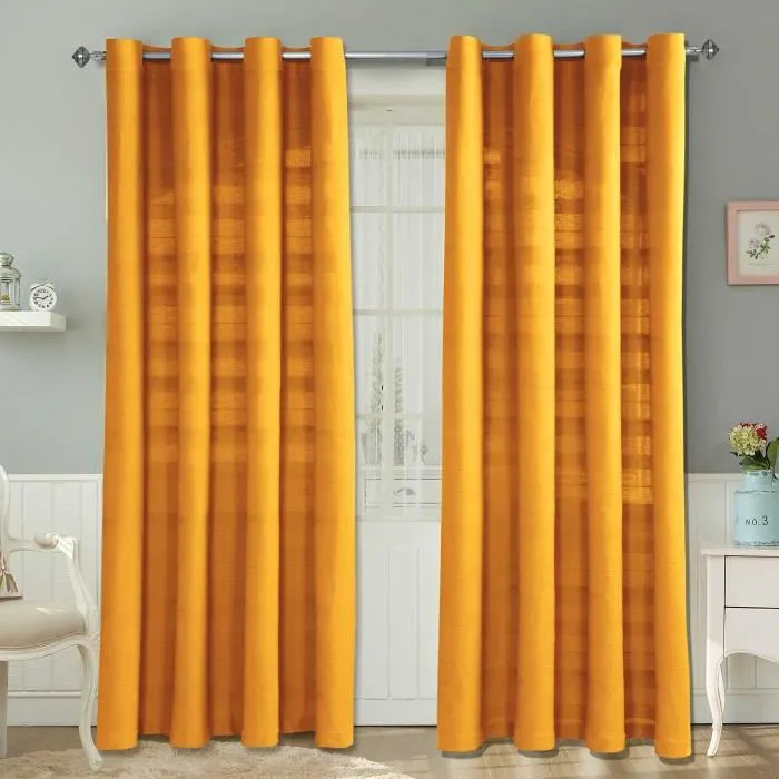 Paire De Rideaux À Oeillets En Coton Rajput Jaune Moutarde 137x137cm