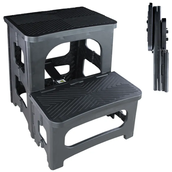 FISHTEC - Escabeau 2 Marches - Pliable et Antidérapant - Polypropylène Résistant - Compact et Stable