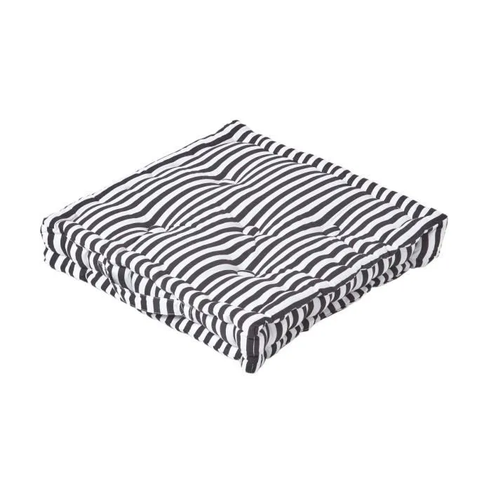 Coussin De Sol Noir Fines Rayures 40x40cm - Homescapes