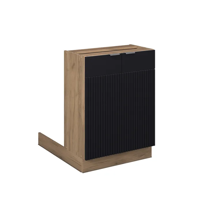 Vicco Îlot de cuisine Noir rayé 60cm sans PT