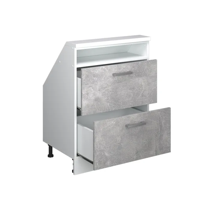 Vicco Meuble de rangement sous pente Béton/blanc avec 2 tiroirs
