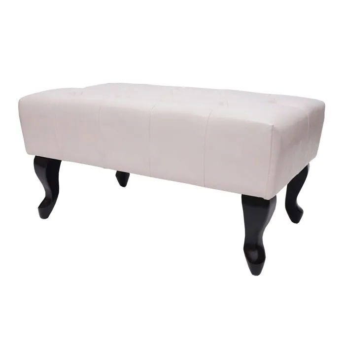 Tabouret Repose-pieds Ottoman Chesterfield Avec Motif Diamant 39x77x47cm Pvc Crème 04_0003737