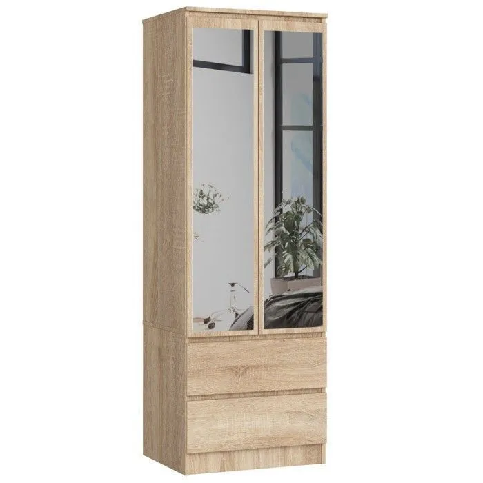 Armoire Akord S60 Chêne Sonoma 60 Cm 2 Portes 2 Tiroirs Façade Chêne Sonoma 1 Étagère 60x51x180 Cm