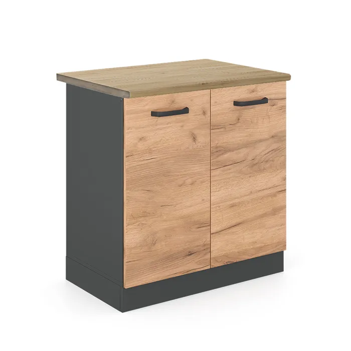 Vicco Meuble bas sous-évier Chêne doré/Anthracite 80cm plan de travail Chêne doré