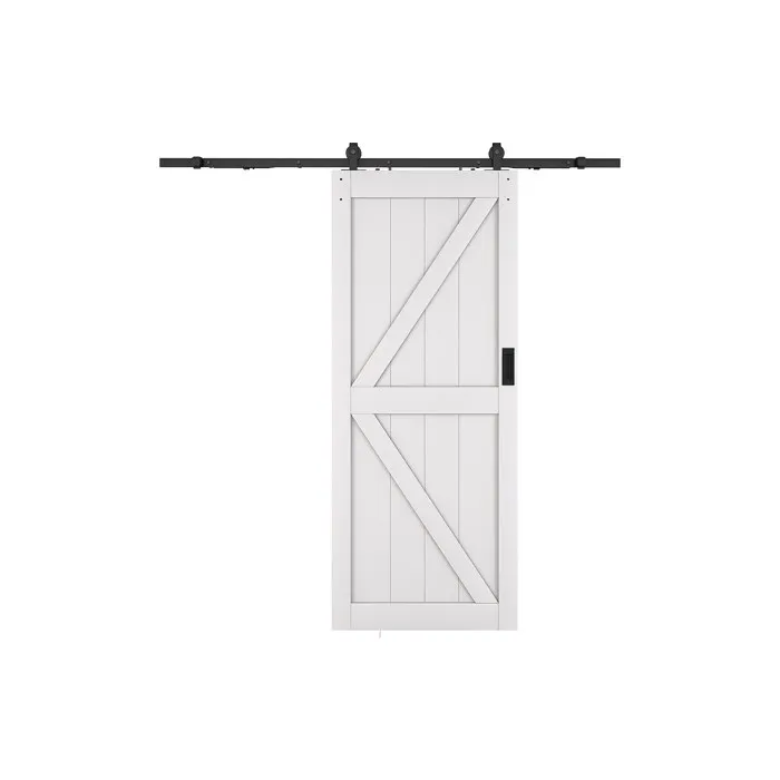 Porte coulissante avec système en applique - Bois et MDF - blanc - H205 x 83 cm - NEFARA