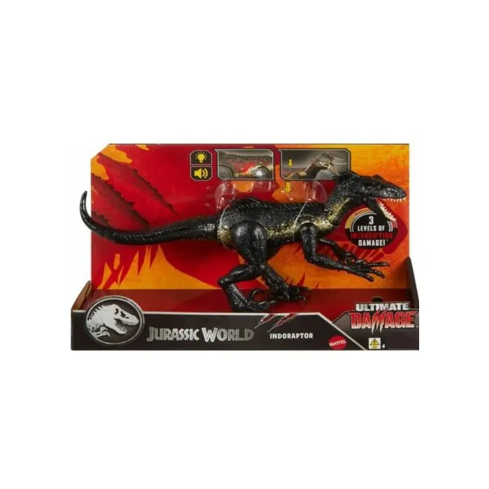Coffret Dinosaure Indoraptor Avec Son Et Lumière - Ultimate Damage - Dino Articulé 40 Cm - Jurassic World - Mattel