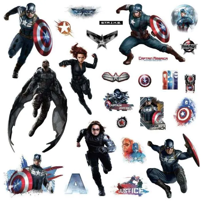 Stickers repositionnables géants Captain America, le Soldat de l'Hiver, Marvel