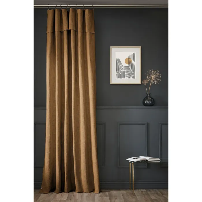 Rideau Ajustable Sixtine 140 x 270 cm Coton Flammé Camel