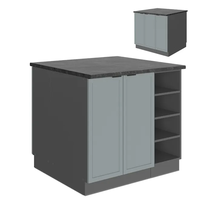 Vicco Îlot de cuisine Bleu clair-gris 90cm sans PT
