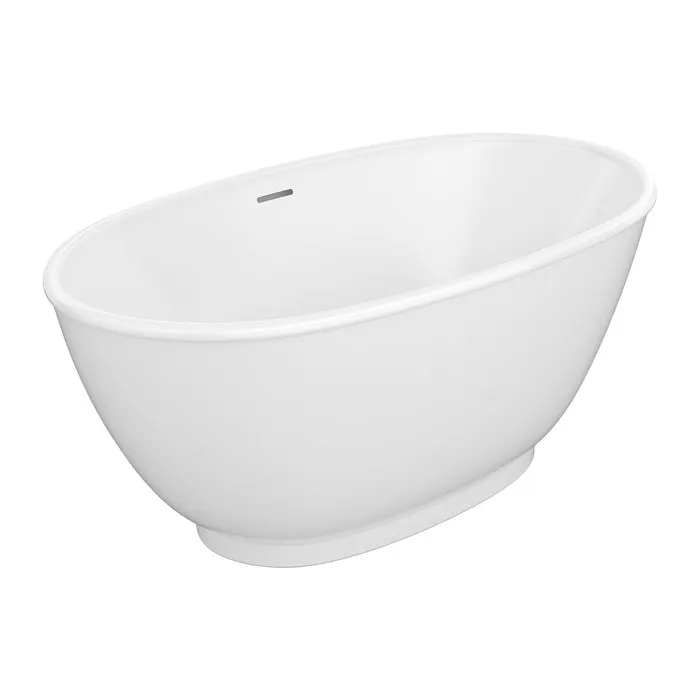 Baignoire îlot ovale - 130 x 70 x 57 cm - Acrylique - Blanc brillant - 186 L - MOBULA