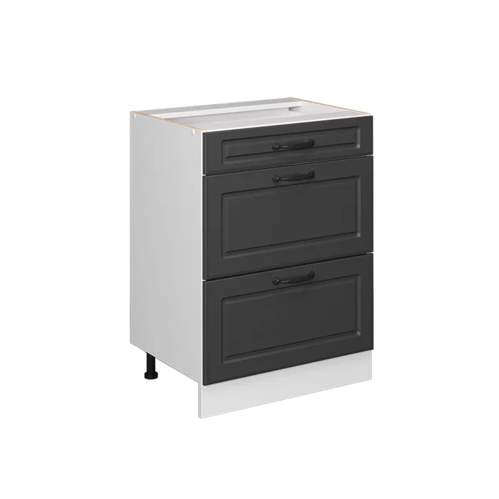 Vicco Meuble cuisine Anthracite campagne 60cm avec tiroirs, sans PT