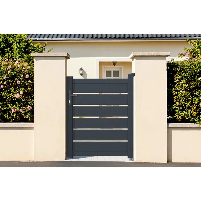 Portillon 1m VOGEL H.120cm + 2 Poteaux H.166cm aluminium gris