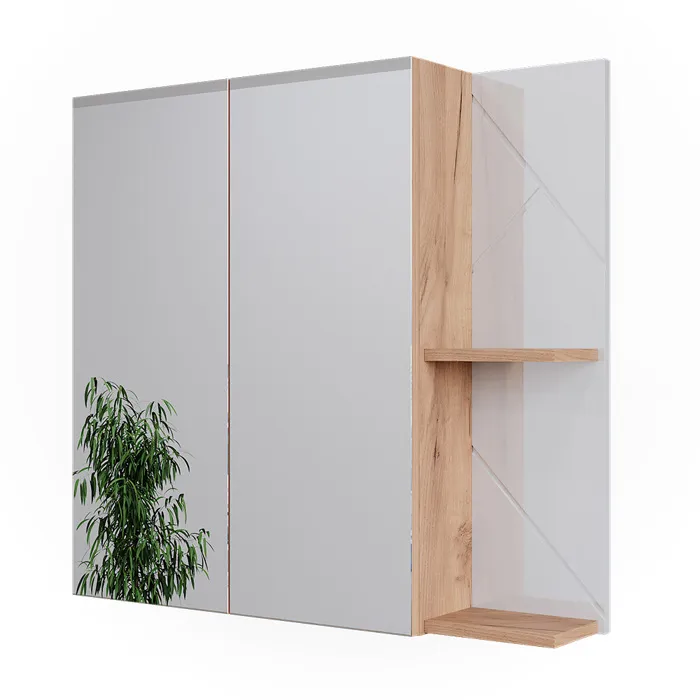 Vicco Armoire de toilette Chêne doré/blanc brillant 80x75cm
