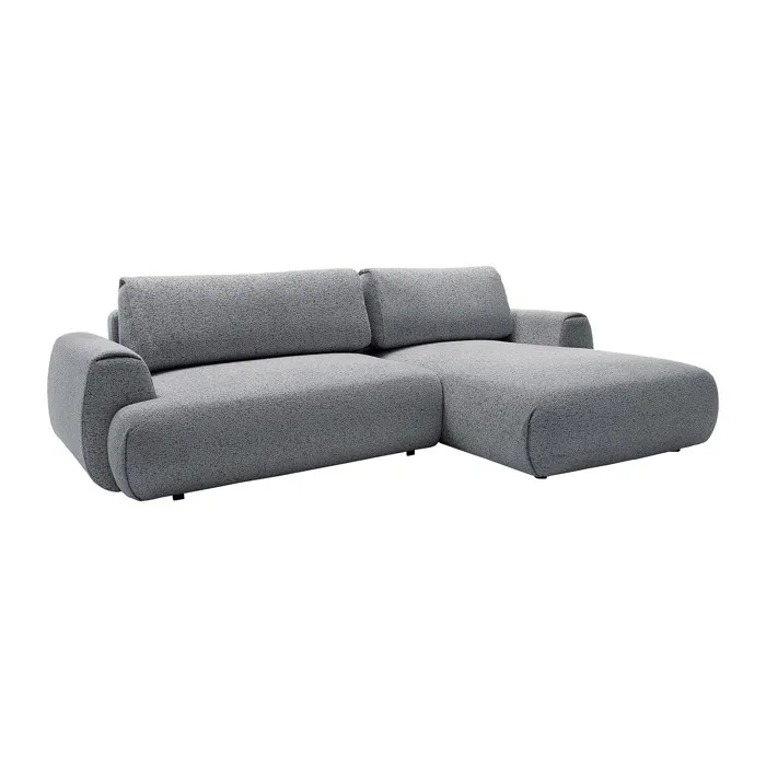 Canapé d'angle droit convertible en tissu chiné gris MONELIA