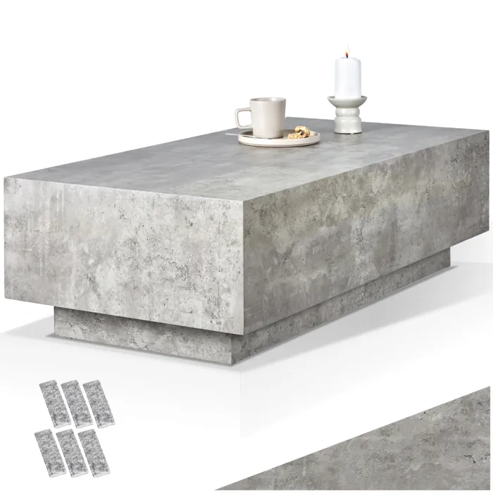 Table Basse En Bois Mdf Sans Montage 120 X 60 X 35 Cm Aspect Béton