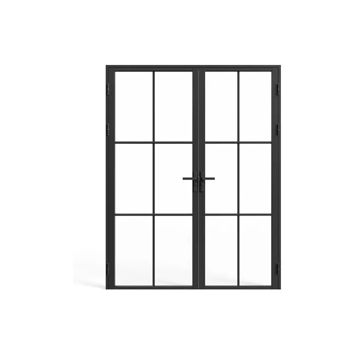 Bloc porte réversible à deux battants en aluminium et verre trempé - 2 x H204 x L93 cm - Noir - SEROTO