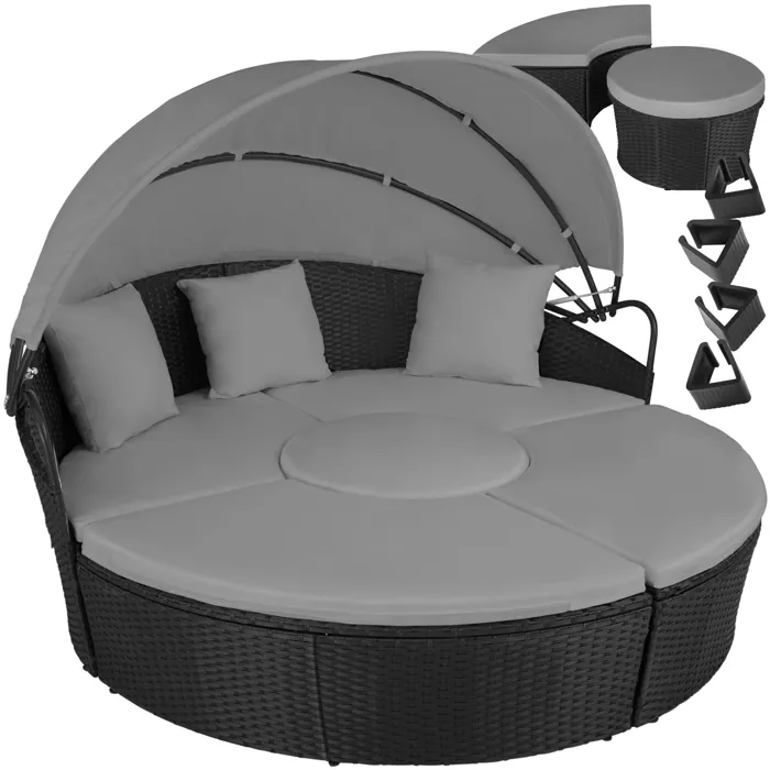 Bain de soleil rond au design contemporain luxueux robuste noir