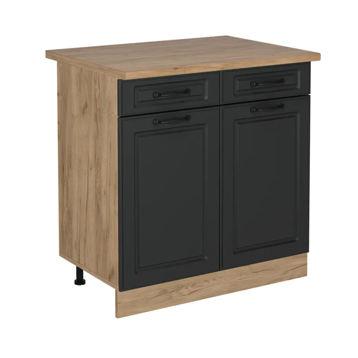 Vicco Meuble cuisine Anthracite campagne 80cm, PT Chêne