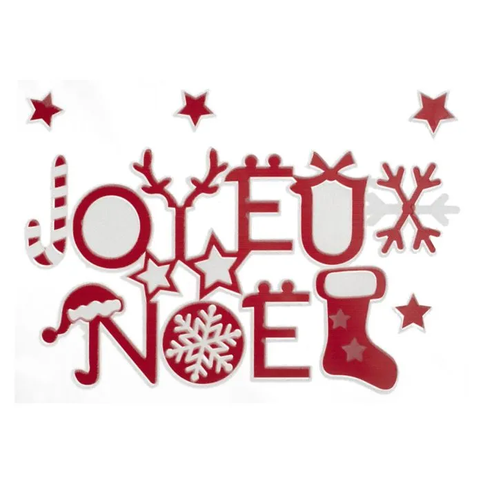 Stickers Floquée Joyeux Noël 28,5 X 40 Cm - Feeric Lights & Christmas