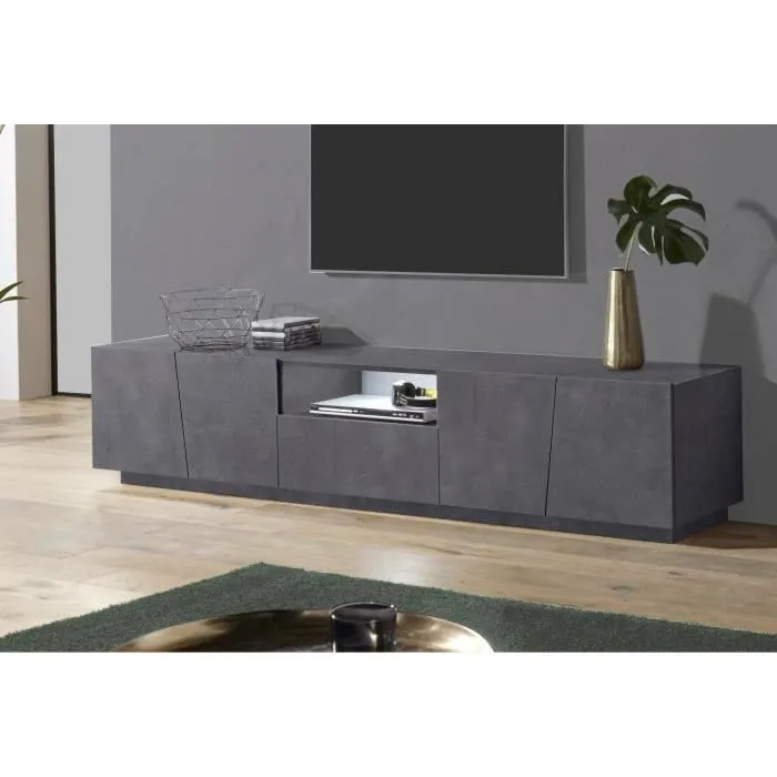 Meuble Tv Effet Bois Ardoise 220x43 Cm
