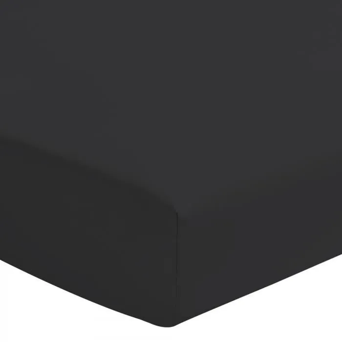 Drap Housse 100% Coton 57 Fils Taille 90 X 190 Cm Couleur Noir