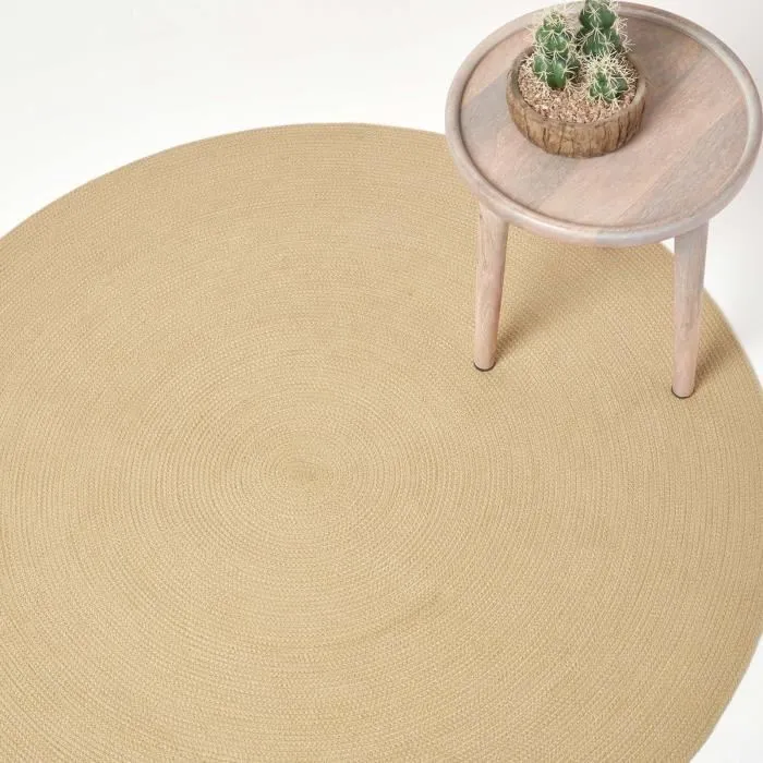 Tapis Rond Tissé À Plat En Coton Beige 150cm - Homescapes