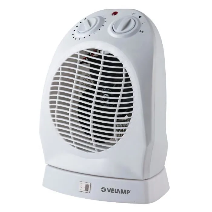 Radiateur soufflant 2kW avec rotation automatique. Blanc